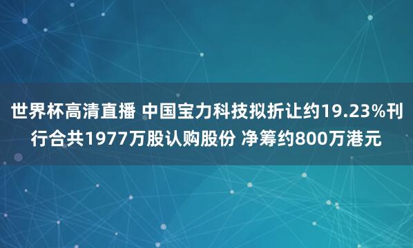 世界杯高清直播 中国宝力科技拟折让约19.23%刊行合共1977万股认购股份 净筹约800万港元