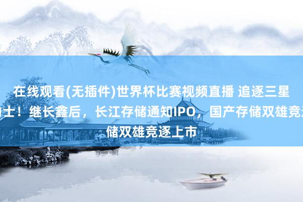 在线观看(无插件)世界杯比赛视频直播 追逐三星、海力士!继长鑫后,长江存储通知IPO,国产存储双雄竞逐上市