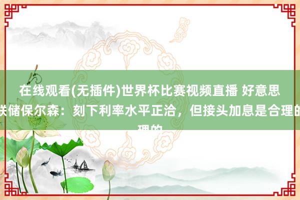 在线观看(无插件)世界杯比赛视频直播 好意思联储保尔森：刻下利率水平正洽，但接头加息是合理的