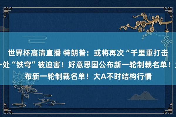 世界杯高清直播 特朗普：或将再次“千里重打击”伊朗！以色列一处“铁穹”被迫害！好意思国公布新一轮制裁名单！大A不时结构行情
