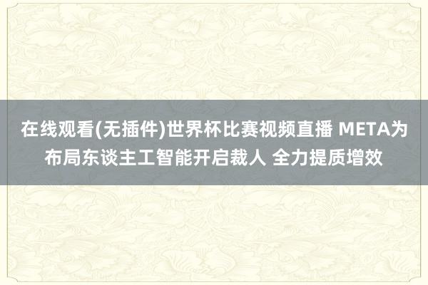 在线观看(无插件)世界杯比赛视频直播 META为布局东谈主工智能开启裁人 全力提质增效