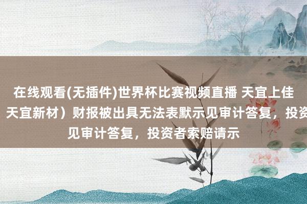在线观看(无插件)世界杯比赛视频直播 天宜上佳（688033，天宜新材）财报被出具无法表默示见审计答复，投资者索赔请示