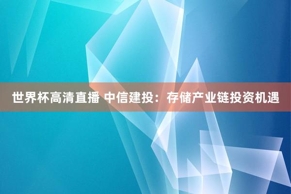 世界杯高清直播 中信建投:存储产业链投资机遇
