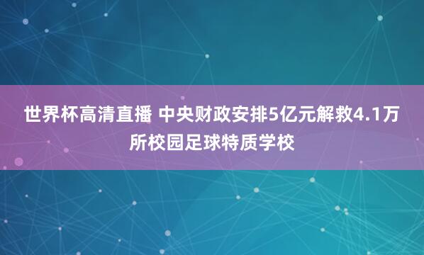 世界杯高清直播 中央财政安排5亿元解救4.1万所校园足球特质学校
