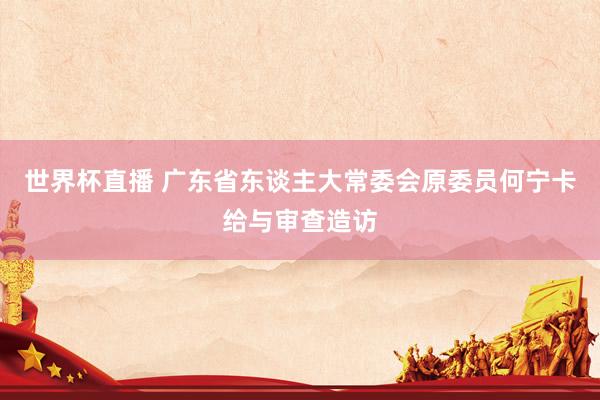 世界杯直播 广东省东谈主大常委会原委员何宁卡给与审查造访