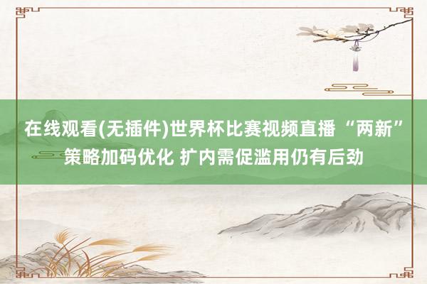 在线观看(无插件)世界杯比赛视频直播 “两新”策略加码优化 扩内需促滥用仍有后劲