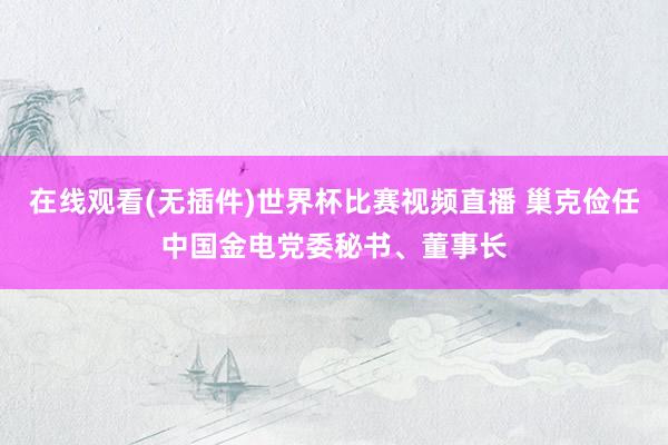 在线观看(无插件)世界杯比赛视频直播 巢克俭任中国金电党委秘书、董事长