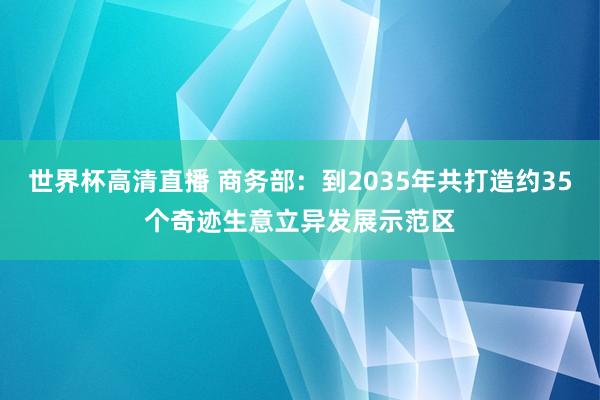 世界杯高清直播 商务部：到2035年共打造约35个奇迹生意立异发展示范区