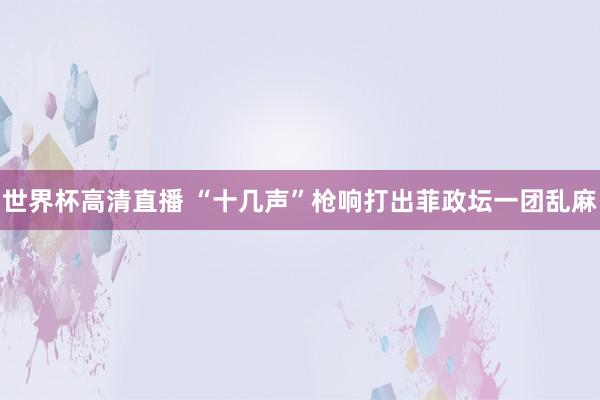 世界杯高清直播 “十几声”枪响打出菲政坛一团乱麻