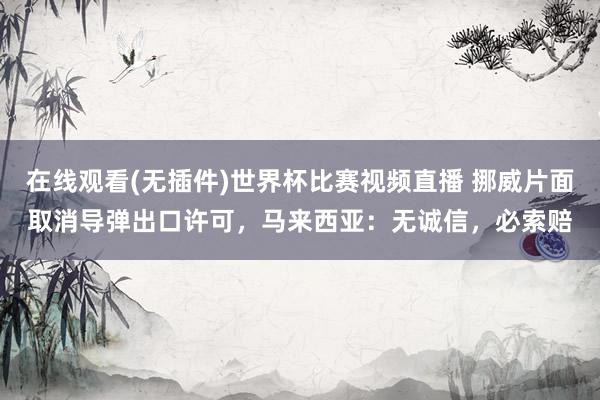 在线观看(无插件)世界杯比赛视频直播 挪威片面取消导弹出口许可,马来西亚:无诚信,必索赔