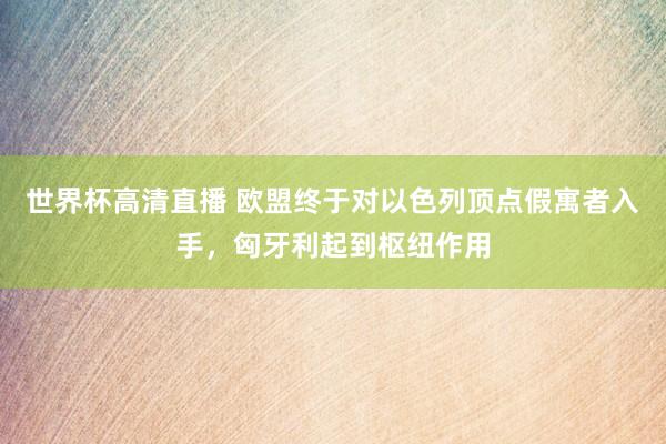 世界杯高清直播 欧盟终于对以色列顶点假寓者入手，匈牙利起到枢纽作用