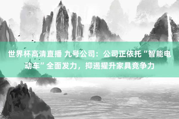 世界杯高清直播 九号公司：公司正依托“智能电动车”全面发力，抑遏擢升家具竞争力