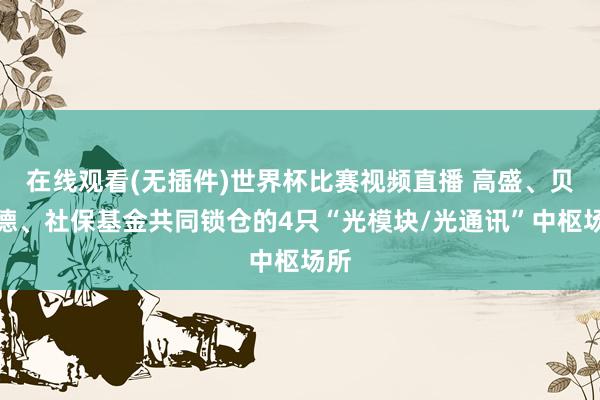 在线观看(无插件)世界杯比赛视频直播 高盛、贝莱德、社保基金共同锁仓的4只“光模块/光通讯”中枢场所