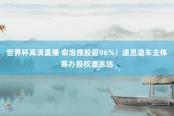 世界杯高清直播 俞浩捏股超96%！追觅造车主体筹办股权遭冻结