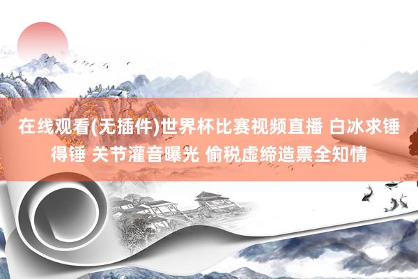 在线观看(无插件)世界杯比赛视频直播 白冰求锤得锤 关节灌音曝光 偷税虚缔造票全知情
