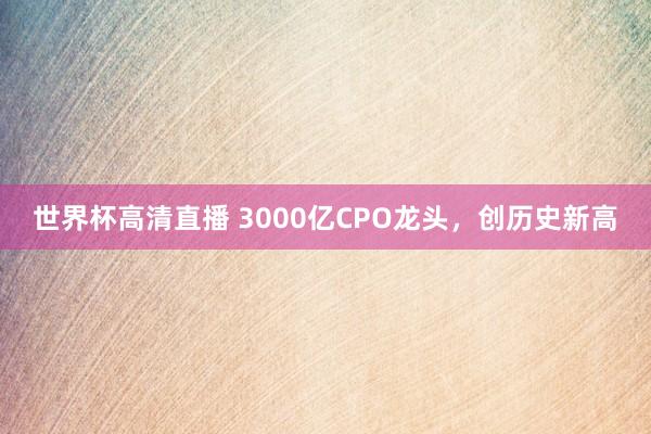 世界杯高清直播 3000亿CPO龙头，创历史新高