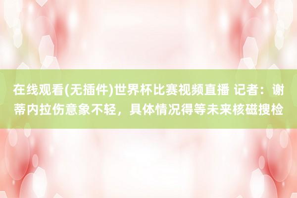 在线观看(无插件)世界杯比赛视频直播 记者：谢蒂内拉伤意象不轻，具体情况得等未来核磁搜检