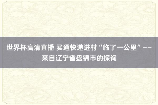 世界杯高清直播 买通快递进村“临了一公里”——来自辽宁省盘锦市的探询
