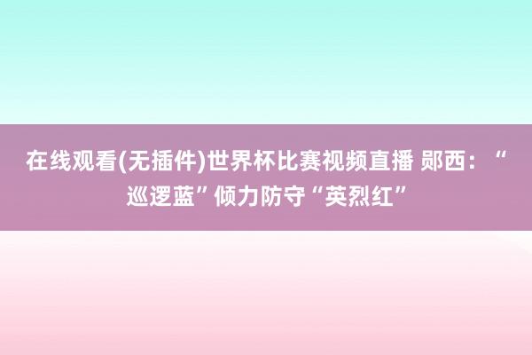 在线观看(无插件)世界杯比赛视频直播 郧西：“巡逻蓝”倾力防守“英烈红”