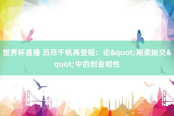 世界杯直播 历尽千帆再登程：论"刚柔始交"中的创业韧性