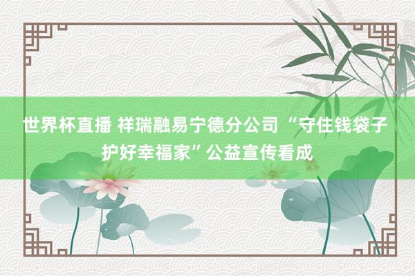 世界杯直播 祥瑞融易宁德分公司 “守住钱袋子 护好幸福家”公益宣传看成