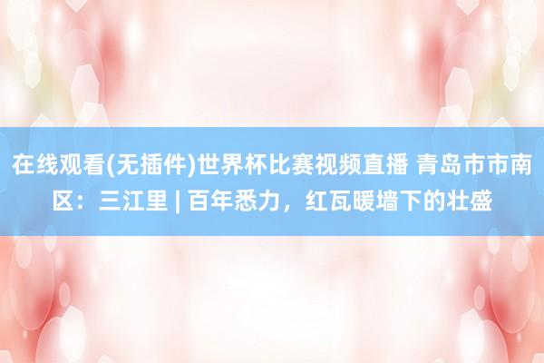 在线观看(无插件)世界杯比赛视频直播 青岛市市南区：三江里 | 百年悉力，红瓦暖墙下的壮盛