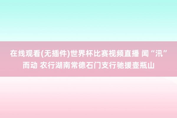 在线观看(无插件)世界杯比赛视频直播 闻“汛”而动 农行湖南常德石门支行驰援壶瓶山