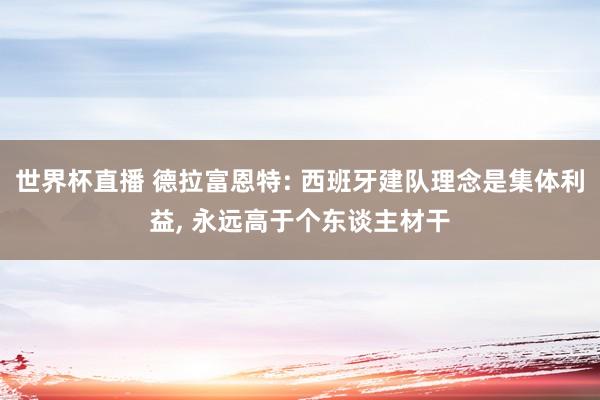 世界杯直播 德拉富恩特: 西班牙建队理念是集体利益， 永远高于个东谈主材干