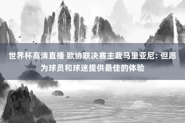 世界杯高清直播 欧协联决赛主裁马里亚尼: 但愿为球员和球迷提供最佳的体验