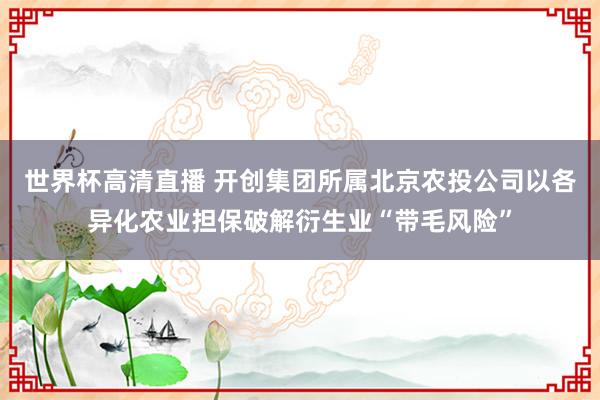 世界杯高清直播 开创集团所属北京农投公司以各异化农业担保破解衍生业“带毛风险”