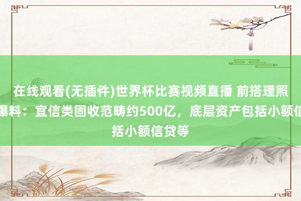 在线观看(无插件)世界杯比赛视频直播 前搭理照管人爆料：宜信类固收范畴约500亿，底层资产包括小额信贷等