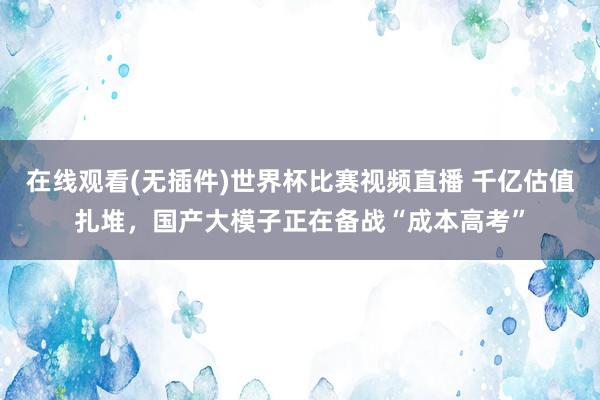 在线观看(无插件)世界杯比赛视频直播 千亿估值扎堆，国产大模子正在备战“成本高考”