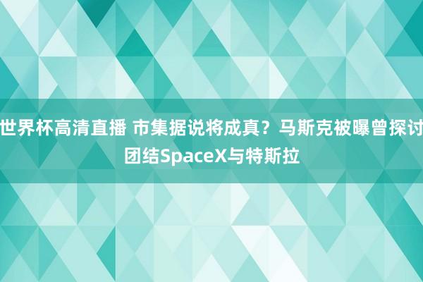 世界杯高清直播 市集据说将成真?马斯克被曝曾探讨团结SpaceX与特斯拉