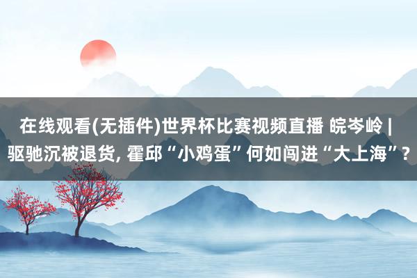 在线观看(无插件)世界杯比赛视频直播 皖岑岭 | 驱驰沉被退货， 霍邱“小鸡蛋”何如闯进“大上海”?