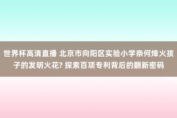 世界杯高清直播 北京市向阳区实验小学奈何烽火孩子的发明火花? 探索百项专利背后的翻新密码