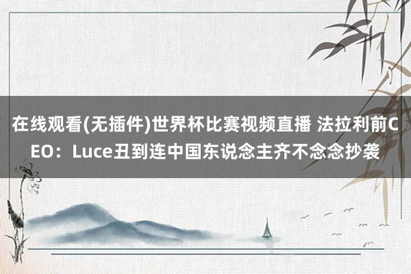 在线观看(无插件)世界杯比赛视频直播 法拉利前CEO：Luce丑到连中国东说念主齐不念念抄袭