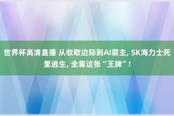 世界杯高清直播 从收歇边际到AI霸主， SK海力士死里逃生， 全靠这张“王牌”!