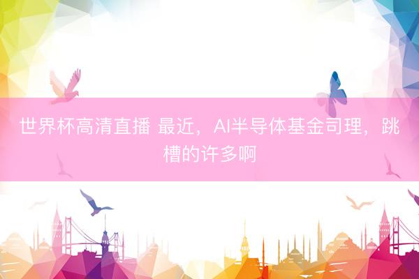 世界杯高清直播 最近，AI半导体基金司理，跳槽的许多啊