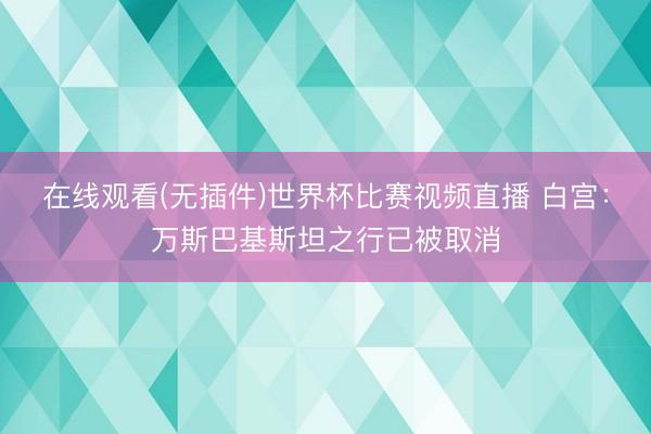 在线观看(无插件)世界杯比赛视频直播 白宫：万斯巴基斯坦之行已被取消