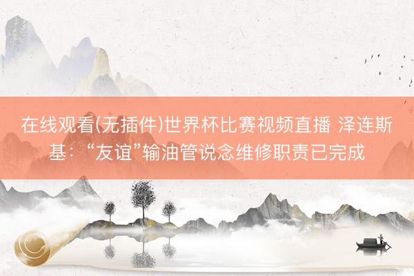 在线观看(无插件)世界杯比赛视频直播 泽连斯基：“友谊”输油管说念维修职责已完成