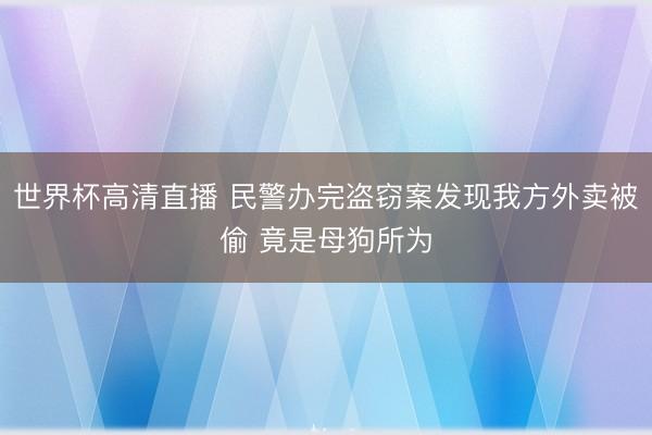世界杯高清直播 民警办完盗窃案发现我方外卖被偷 竟是母狗所为