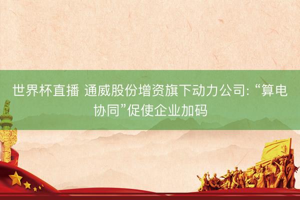 世界杯直播 通威股份增资旗下动力公司: “算电协同”促使企业加码